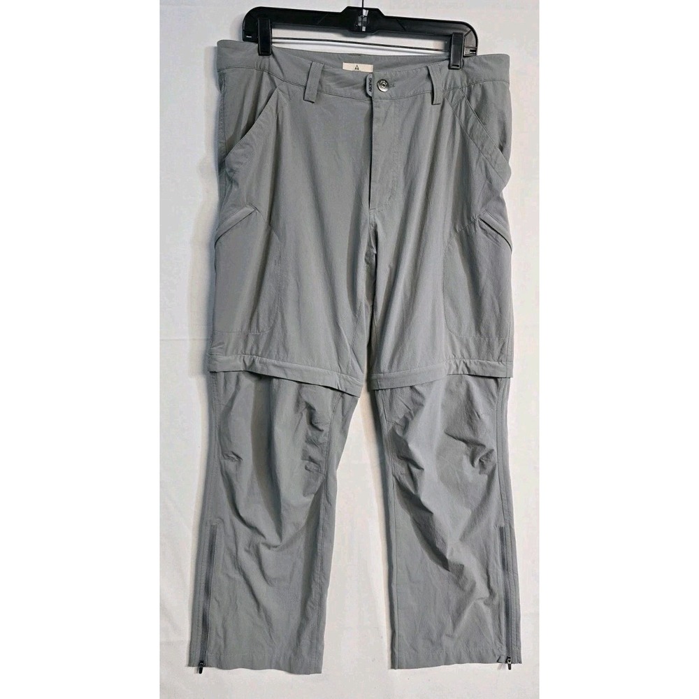 Ascend Men's 36x32 Hiking Pants Gray Stretch Nylon Outdoor Trail Convertible